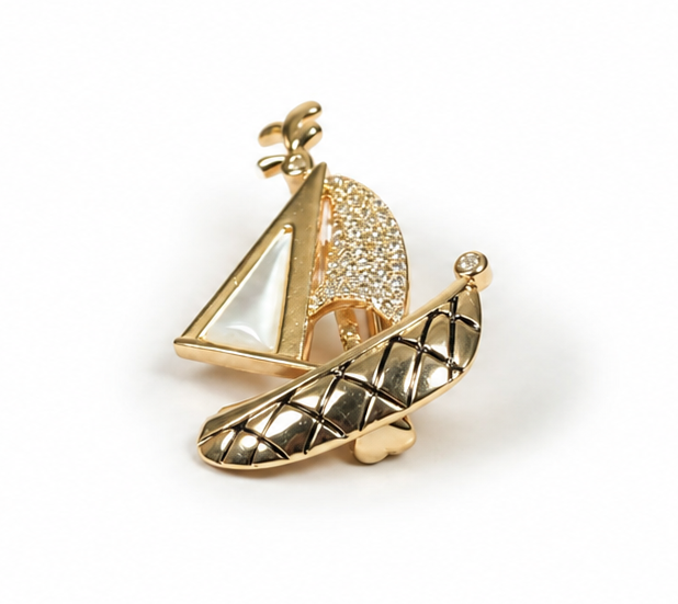Elegant Sailboat Design Decorative Brooch Pin