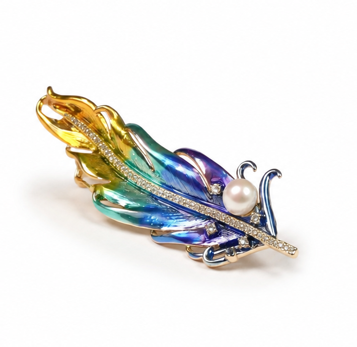 Elegant Feather Design Decorative Brooch Pin