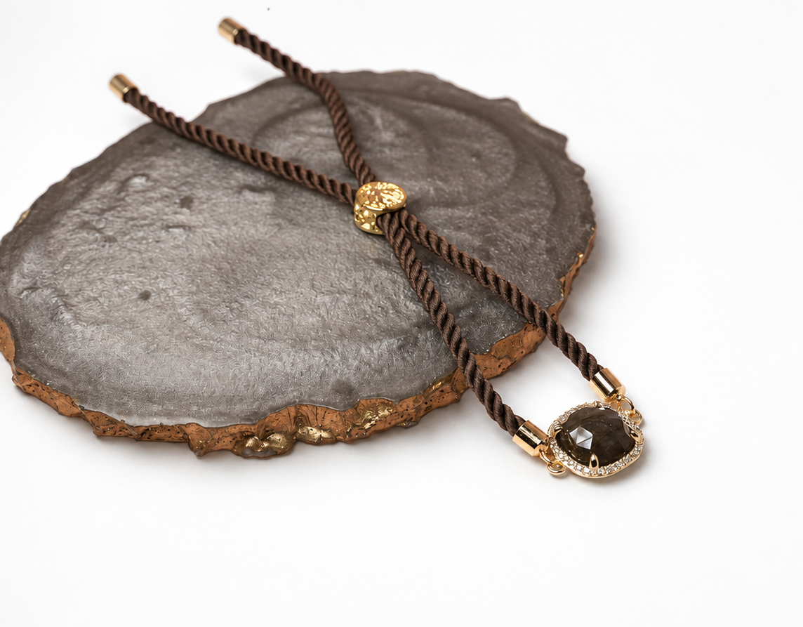 Square Brown Chord Bracelet
