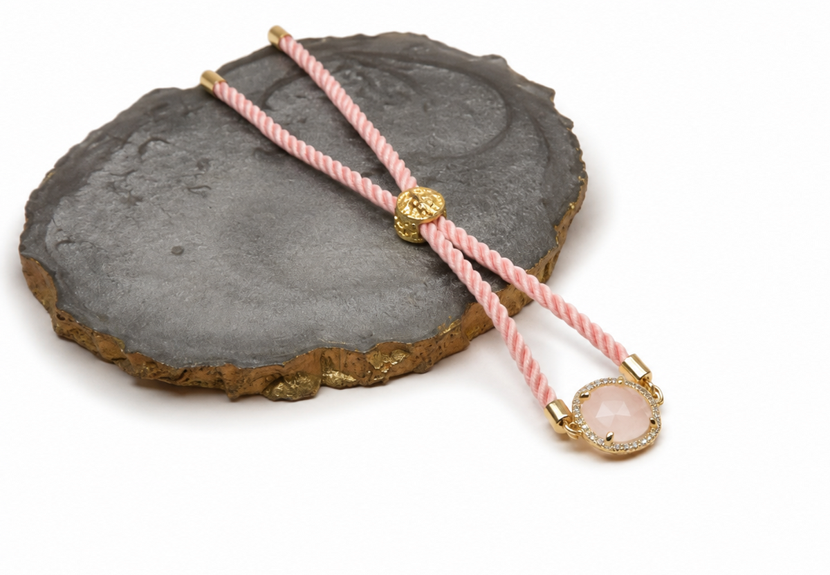 Square Pink Chord Bracelet