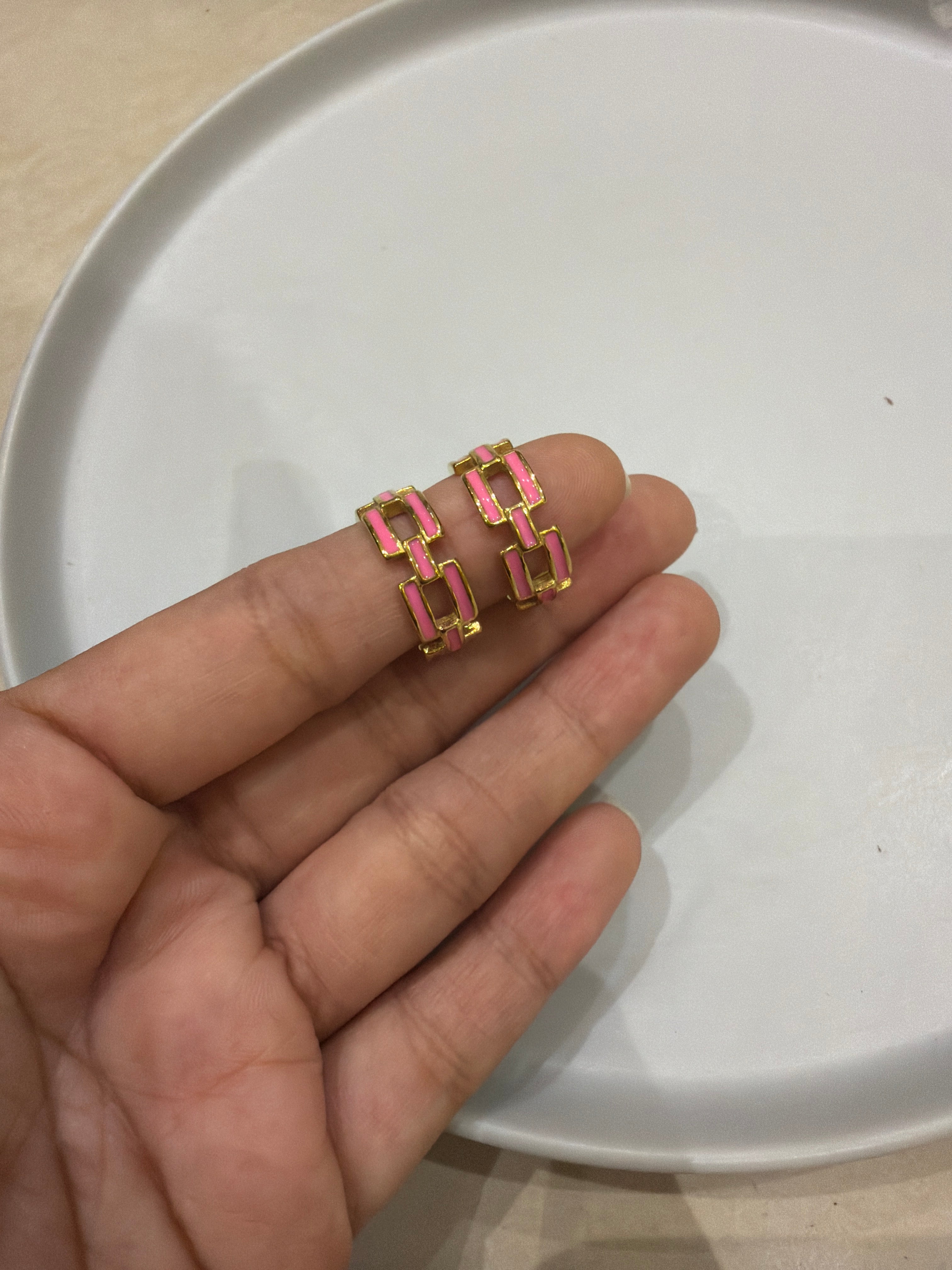 Pink chain Hoops