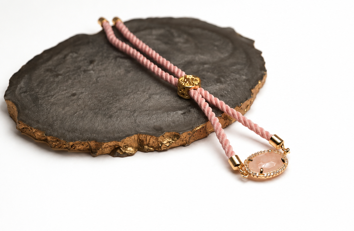 Oval Pink Chord Bracelet