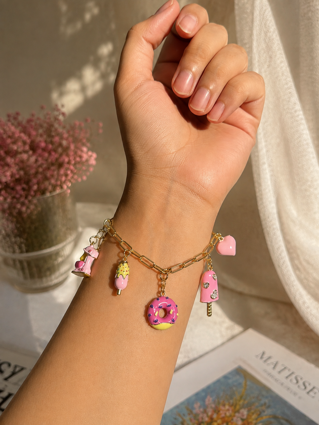 Pink charm bracelet