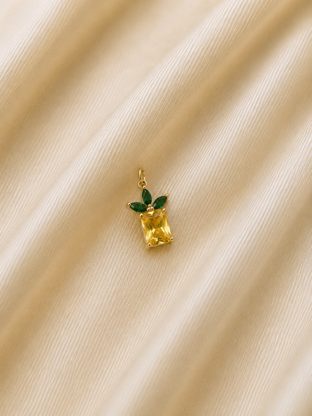 Golden Pineapple Gem Charm