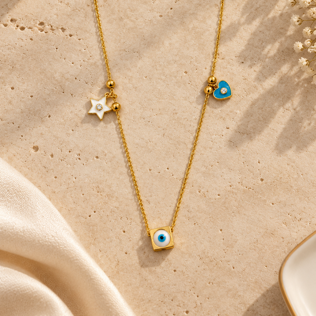 Lucky Charm Evil Eye Gold Necklace