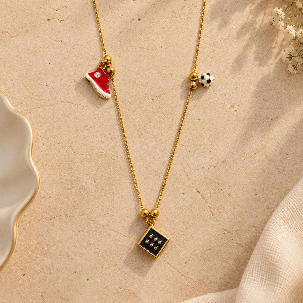 Game On Charm Gold Necklace