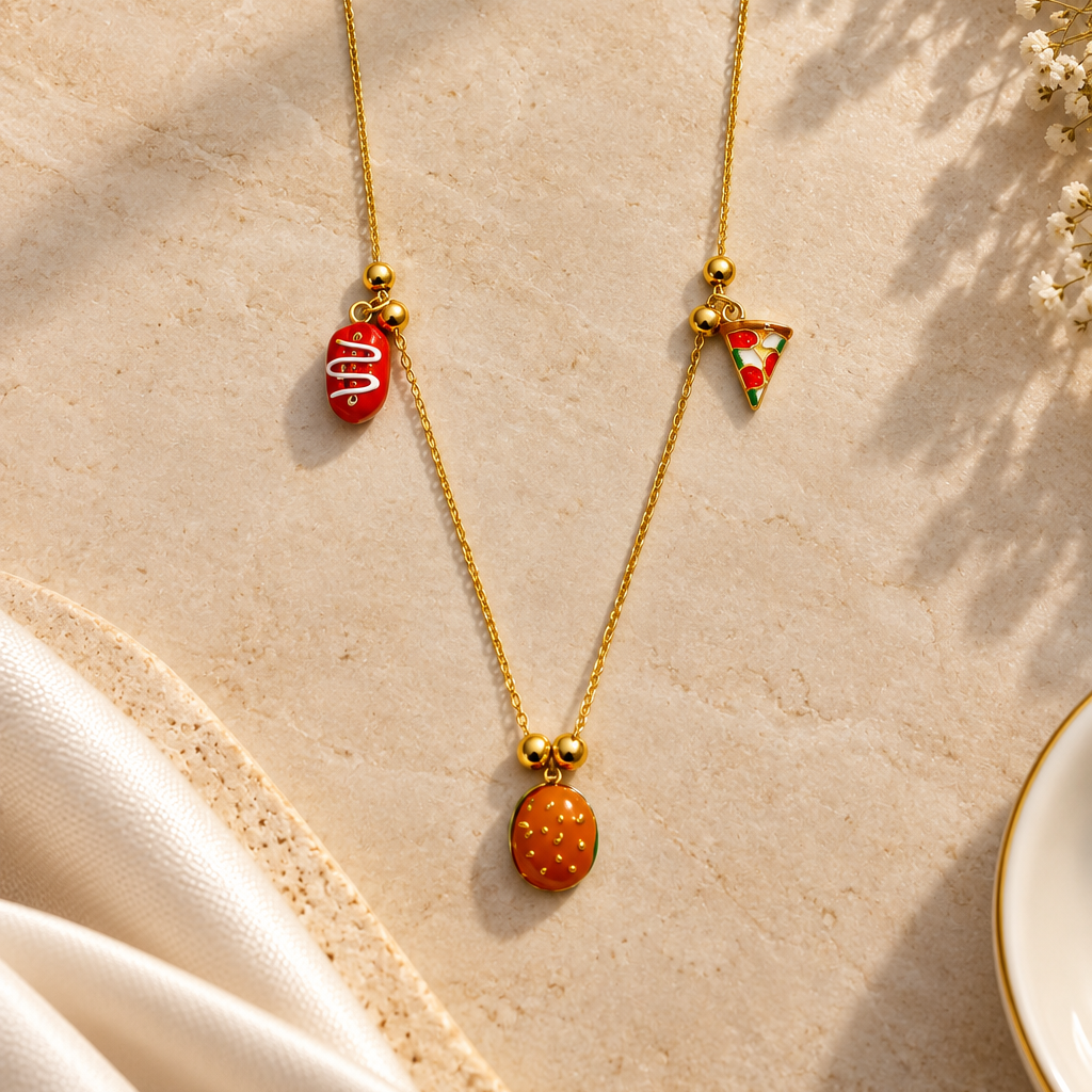 Foodie Fun Charm Gold Necklace