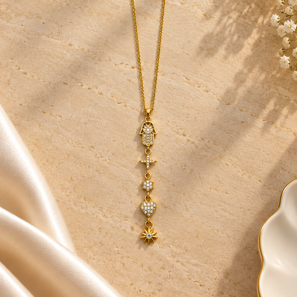 Hamsa Celestial Drop Necklace