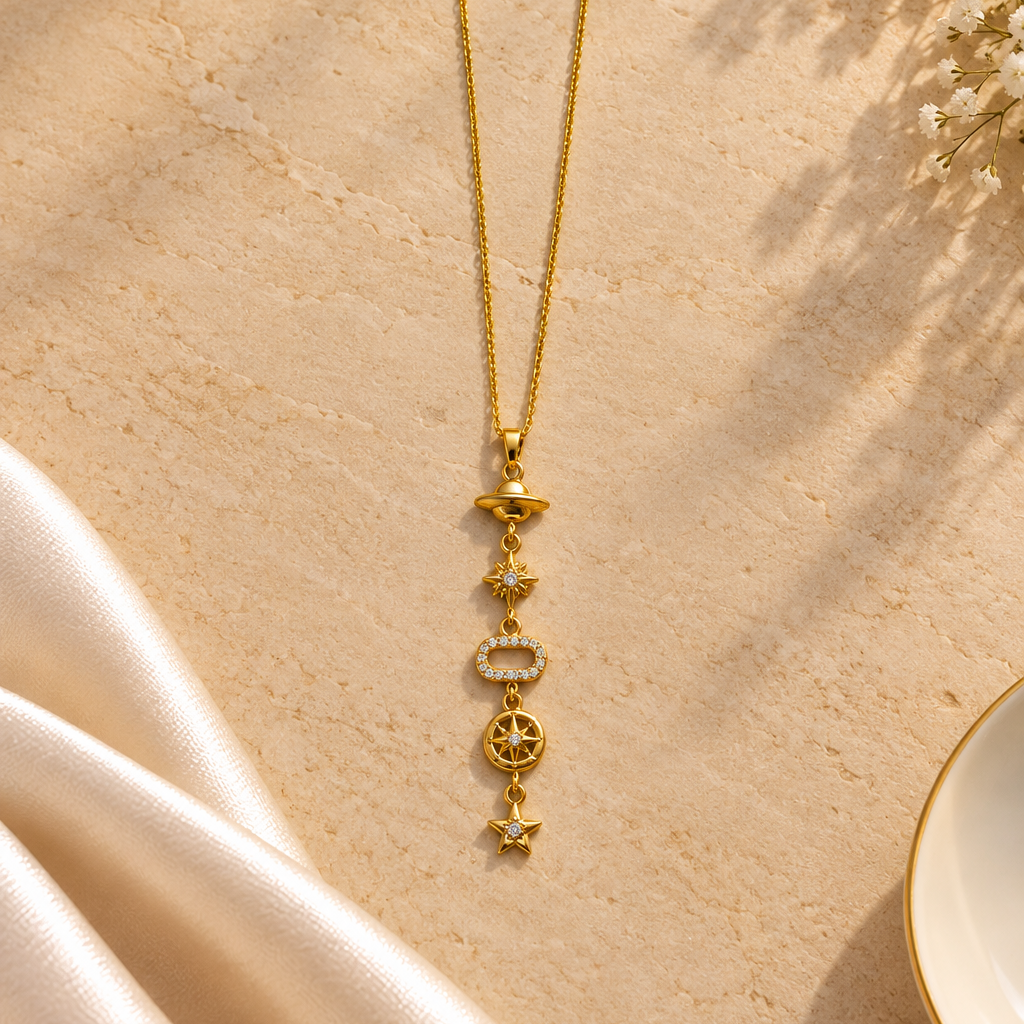 Starlit Orbit Drop Necklace
