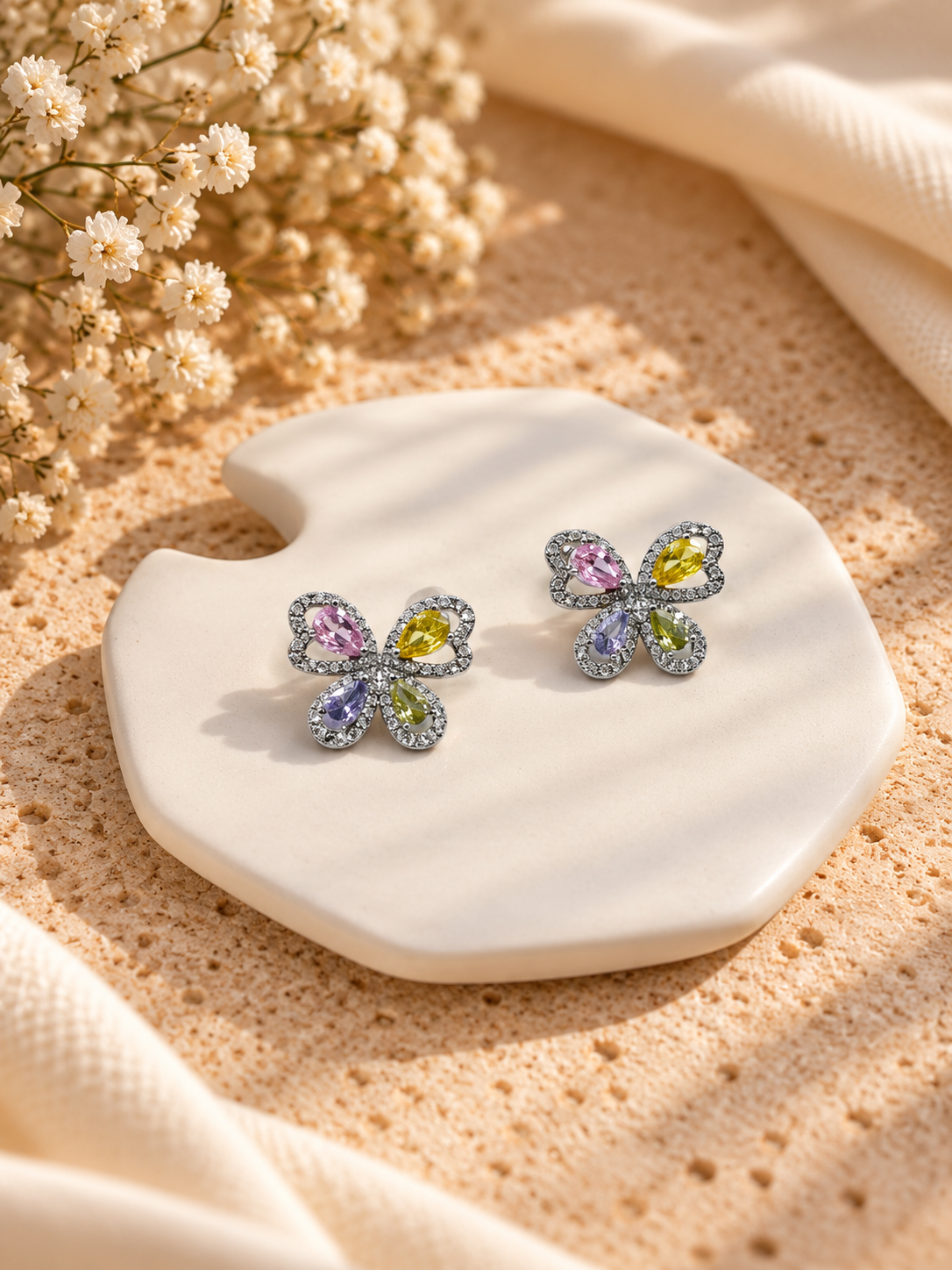 Butterfly Prism Flutter Stud Earrings