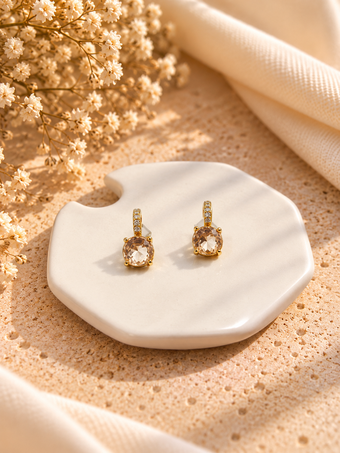 Champagne Glow Drop Huggie Earrings