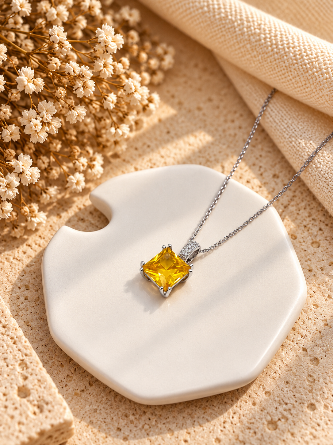 Sunbeam Solitaire Pendant Necklace
