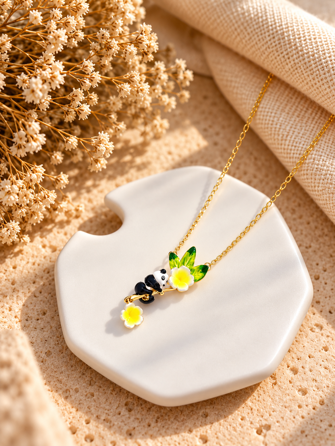 Panda Bloom Gold Necklace