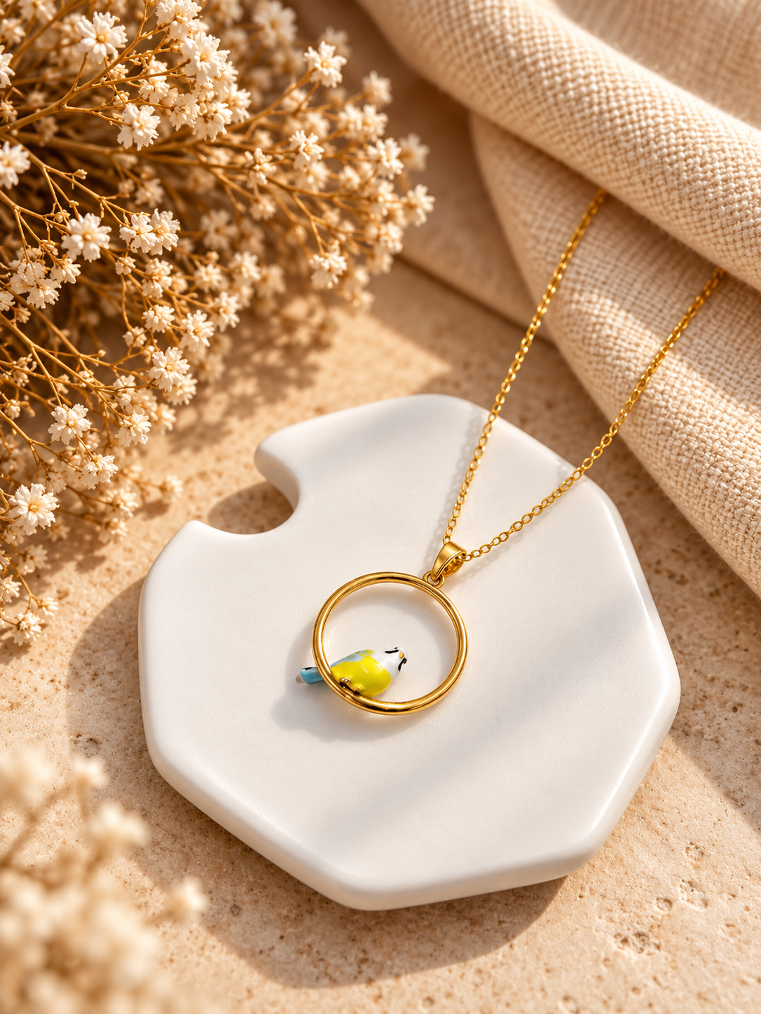Golden Songbird Pendant Necklace