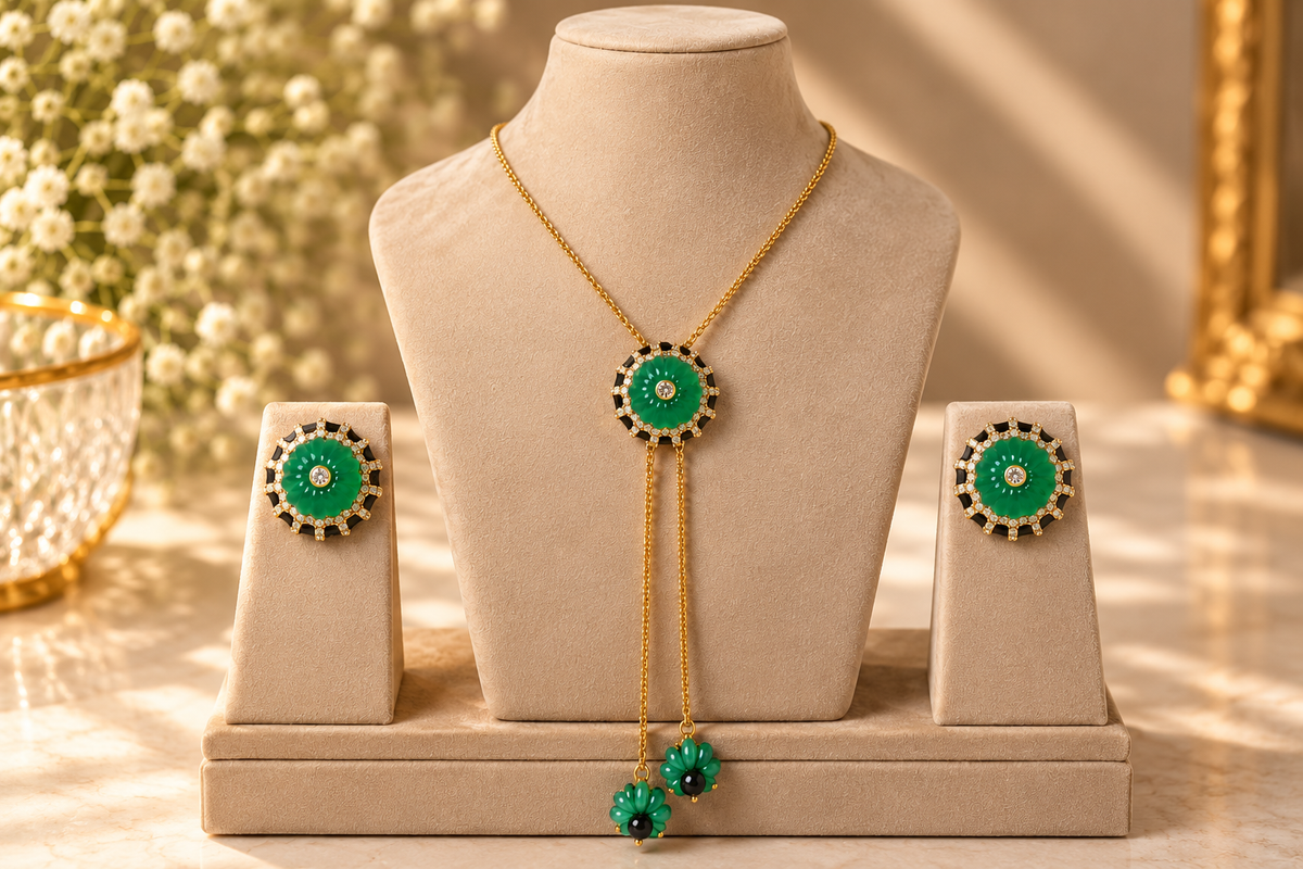 Emerald Bloom Necklace & Earring Set