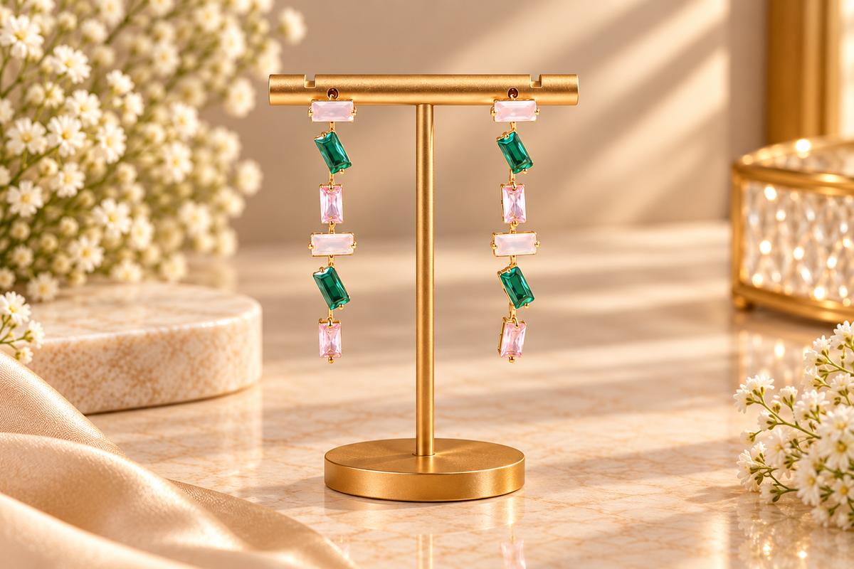 Multicolored Rectangle Drop Earrings