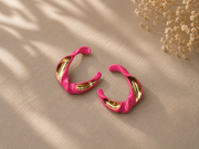 Pink Twisted Hoop Earrings