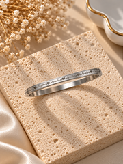 Silver Heart Beat Bangle Bracelet