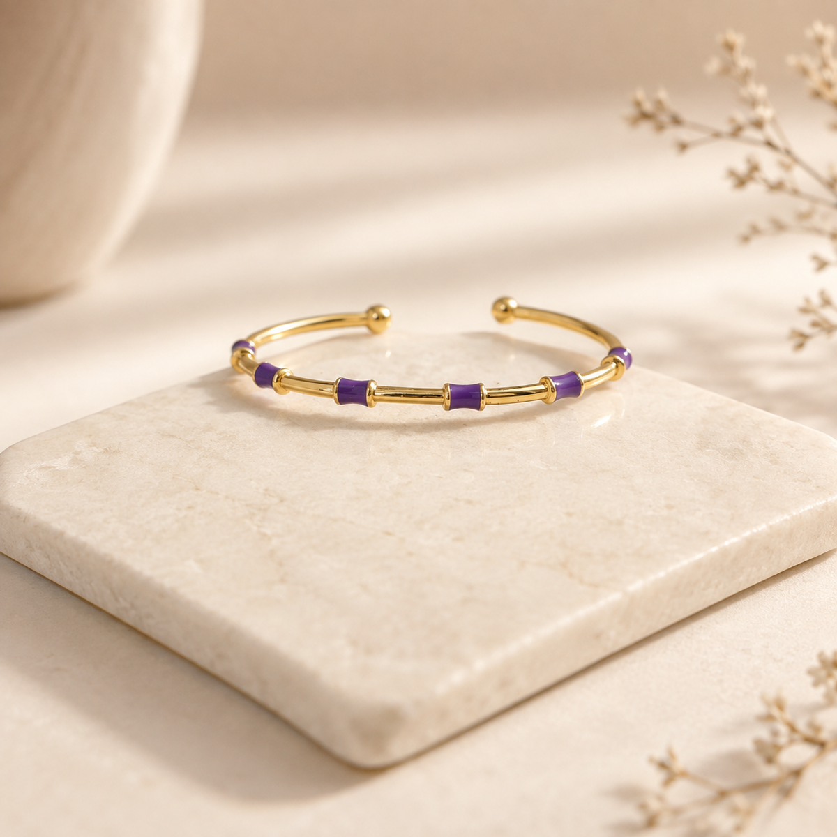 Mini Dot Purple Cuff Enamel Bracelet