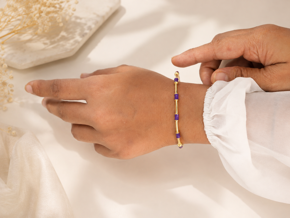 Mini Dot Purple Cuff Enamel Bracelet