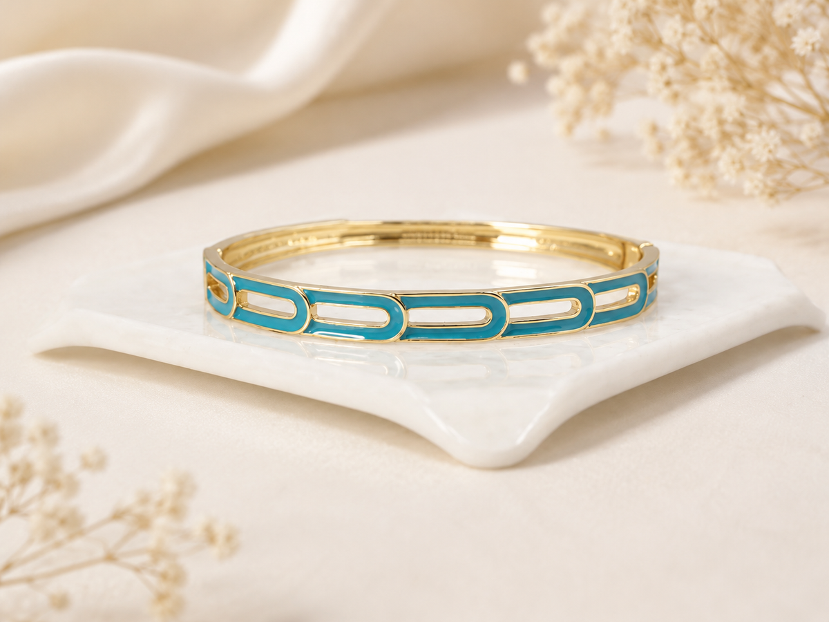Rang Link Blue Cuff Enamel Bracelet