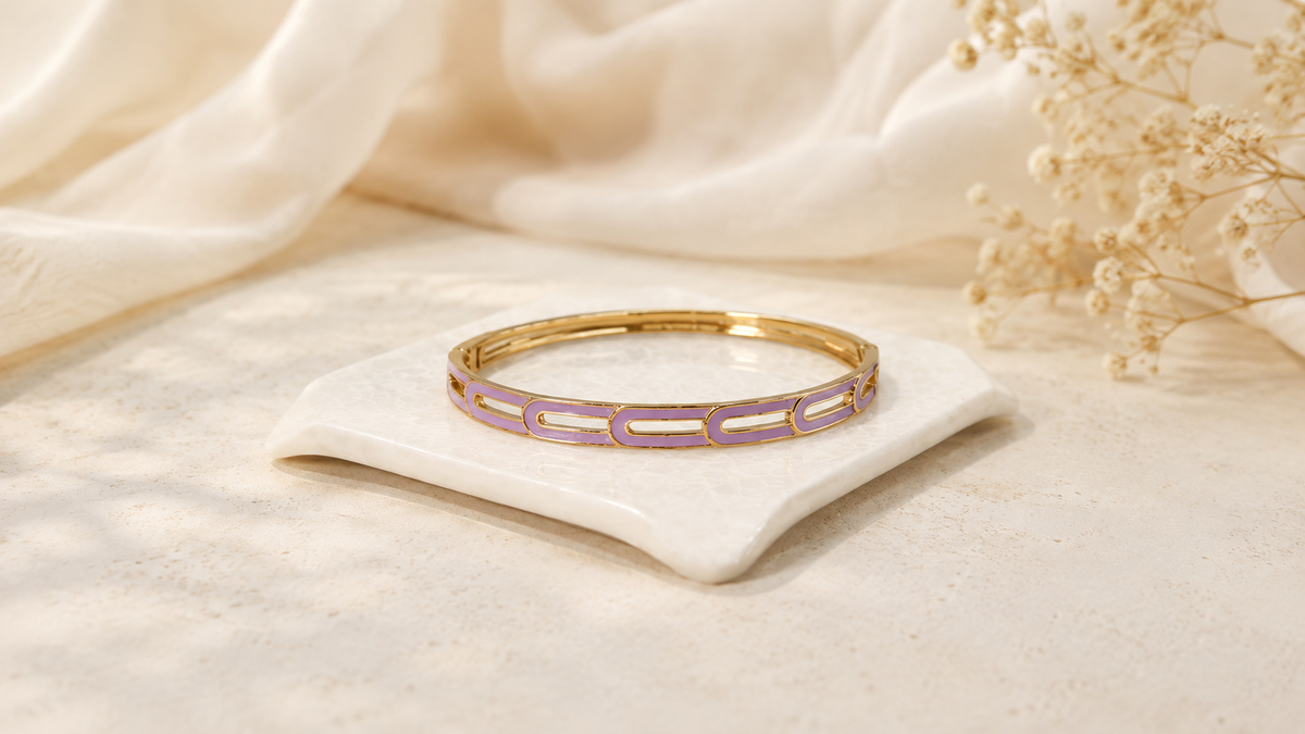 Rang Link Lilac Cuff Enamel Bracelet