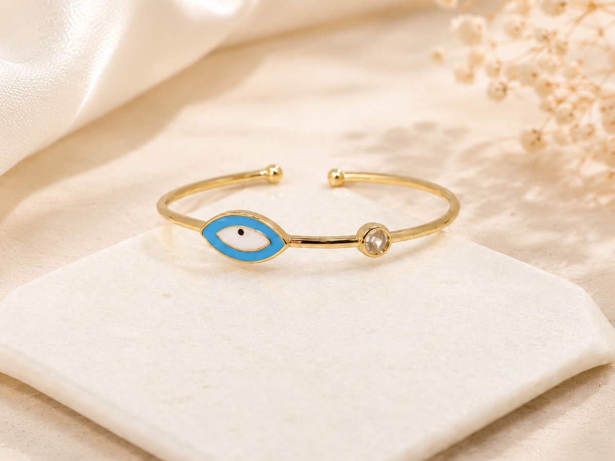 Evil Eye Light Blue Enamel Bracelet