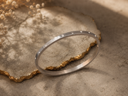 Silver Scattered Stone Thin S Studded Bands Bracelet