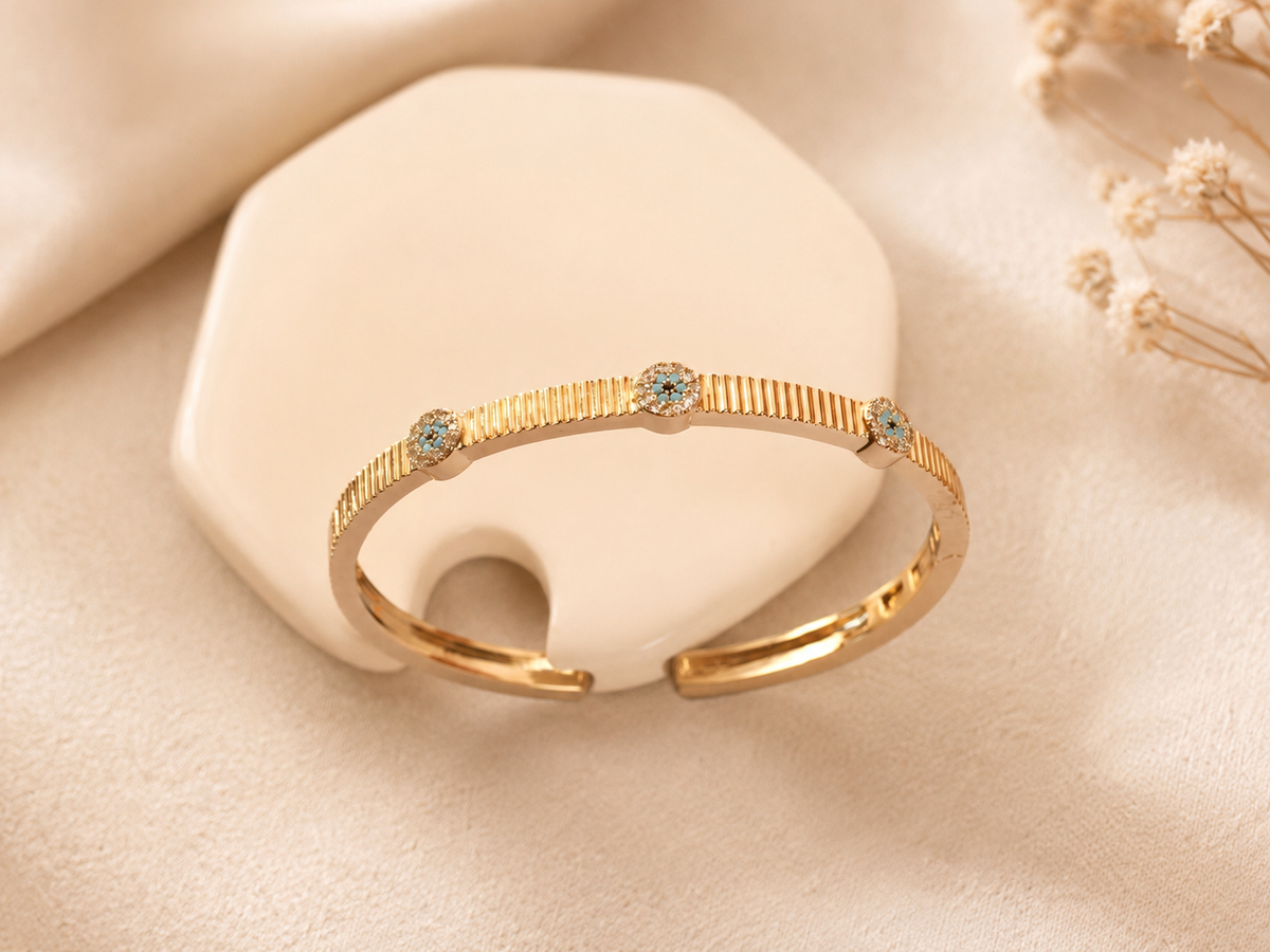 Gold Textured Metal Cuff Bracelet