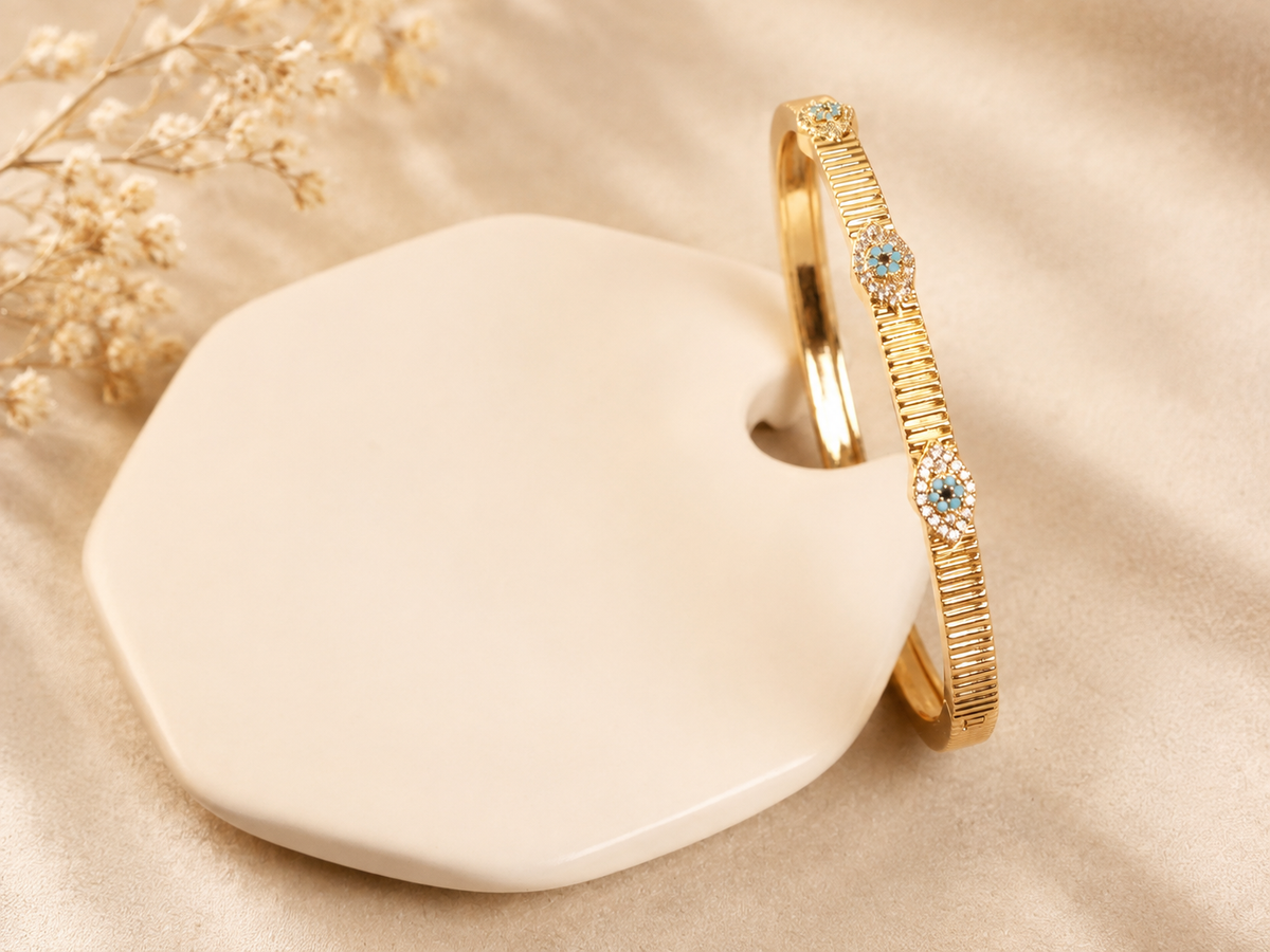 Rose Gold Embellished Metal Bangle Bracelet