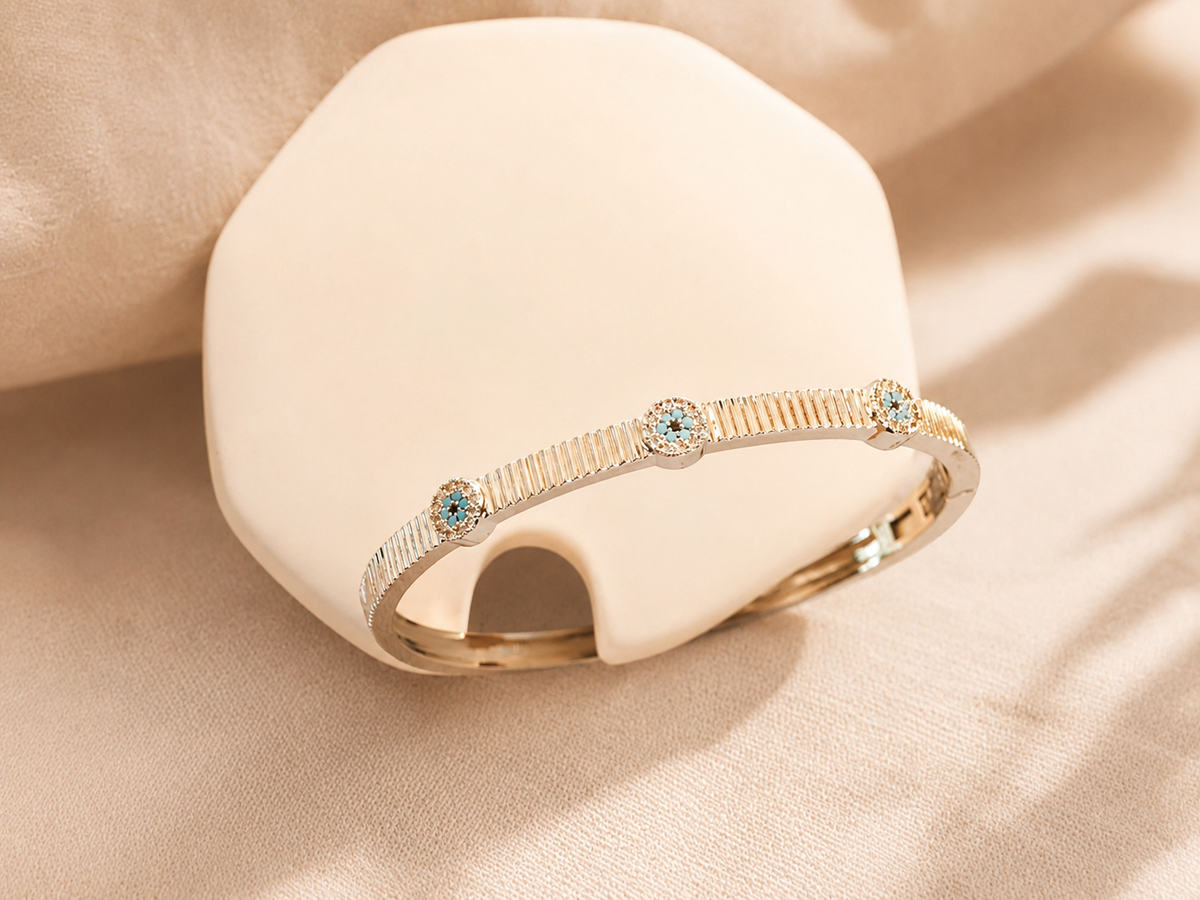 Gold Textured Metal Bangle Bracelet