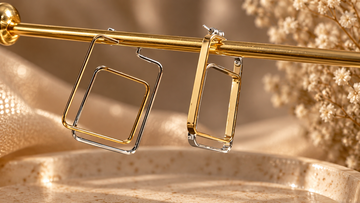 Geometric Square Hoop Earrings for Women