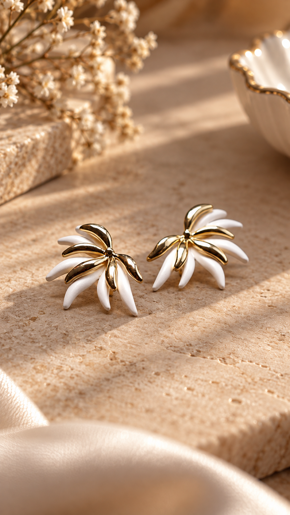 Elegant Floral Design Statement Stud Earrings