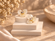 Ivory Floral Petal Stud Earrings