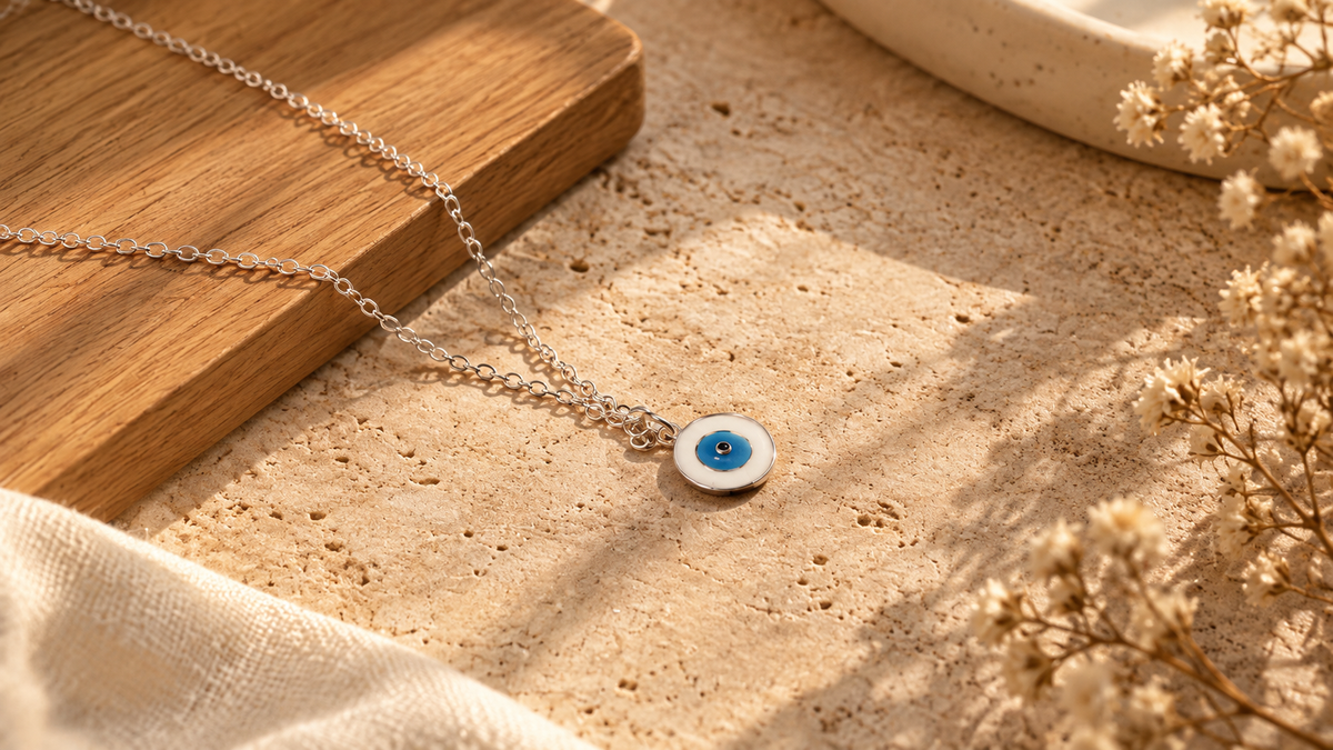 Single Evil Eye Pendant Rose Gold
