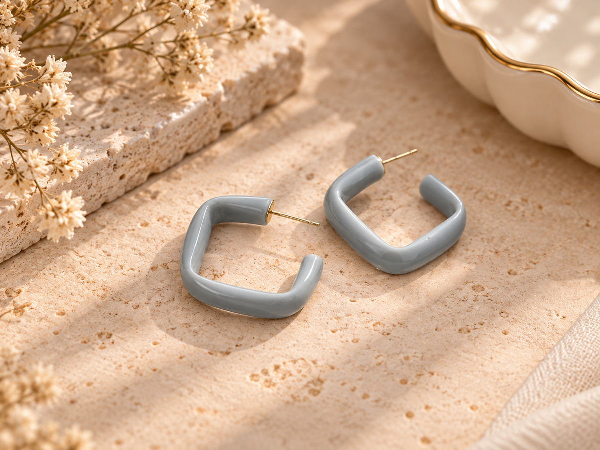 Grey Chunky Square Hoops