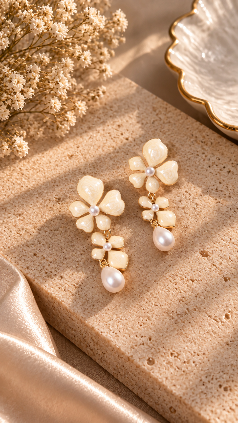 Ivory Floral Pearl Droplet