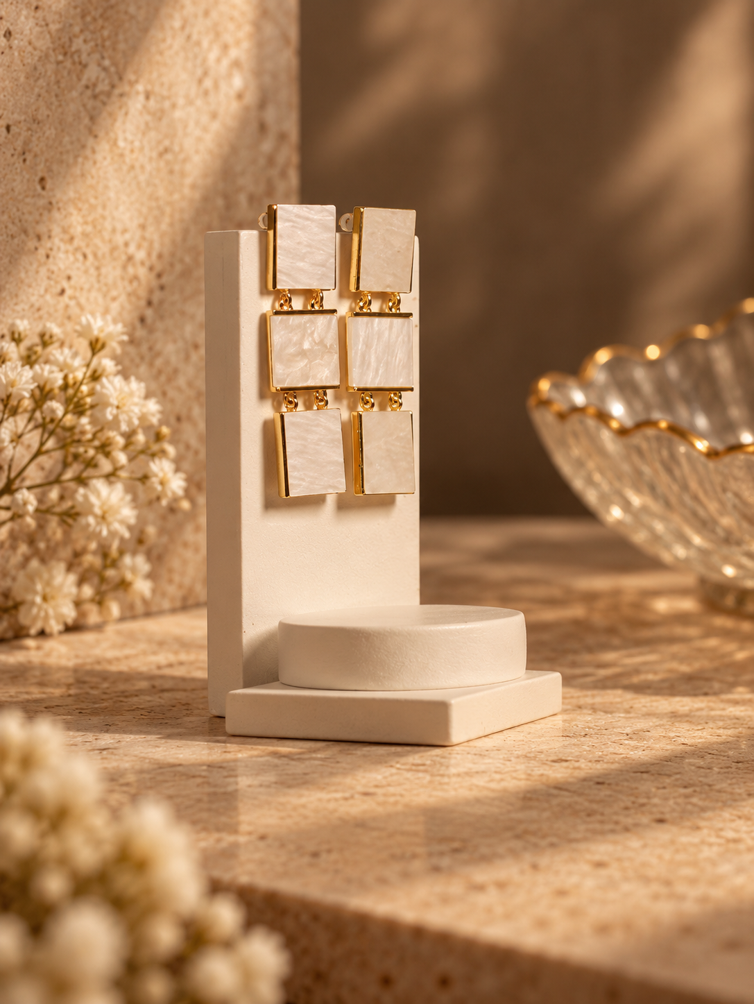 Elegant Square Drop Statement Earrings