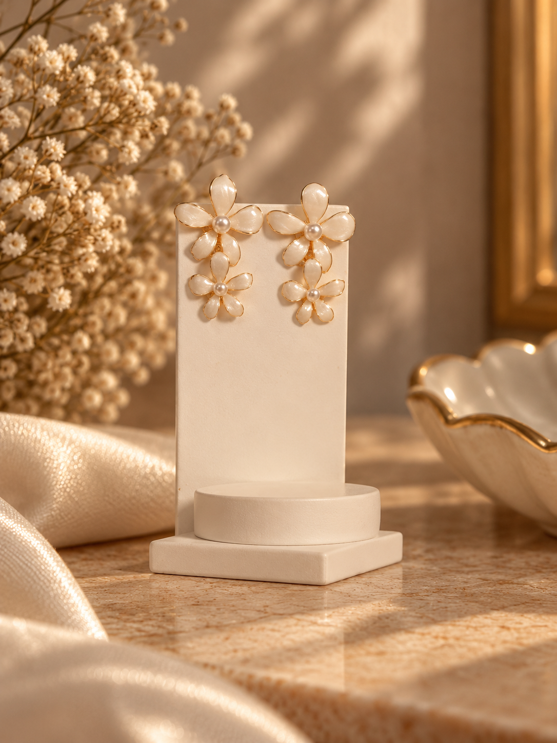 Elegant Floral Design Stud Earrings