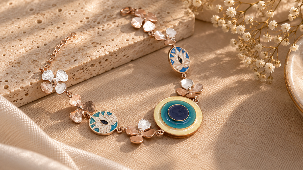 Evil Eye Flora Bracelet Rose Gold