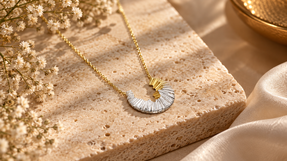 Dual Shaved Silver Necklace
