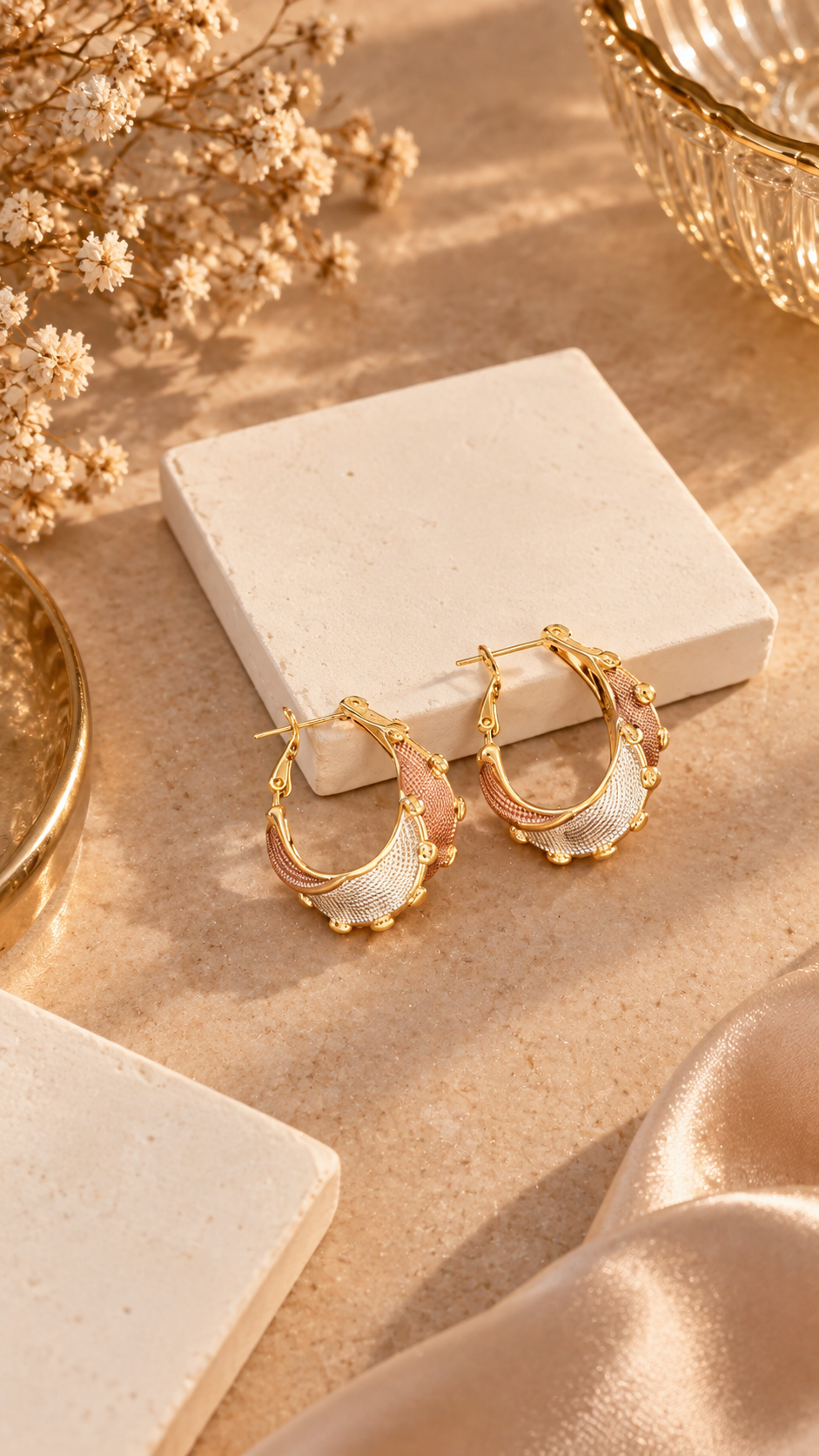 Golden Crescent Hoop Earrings