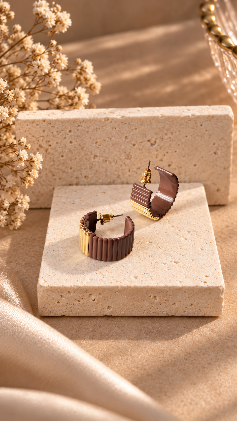 Mocha Groove Hoop Earrings