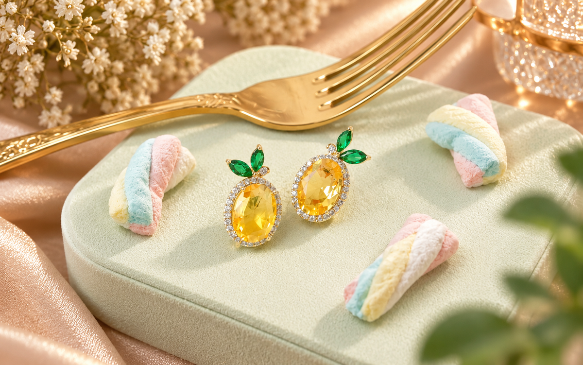 Elegant Pineapple Shaped Stud Earrings