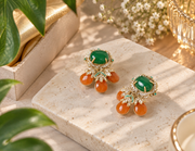 Emerald Orange Bloom Earrings