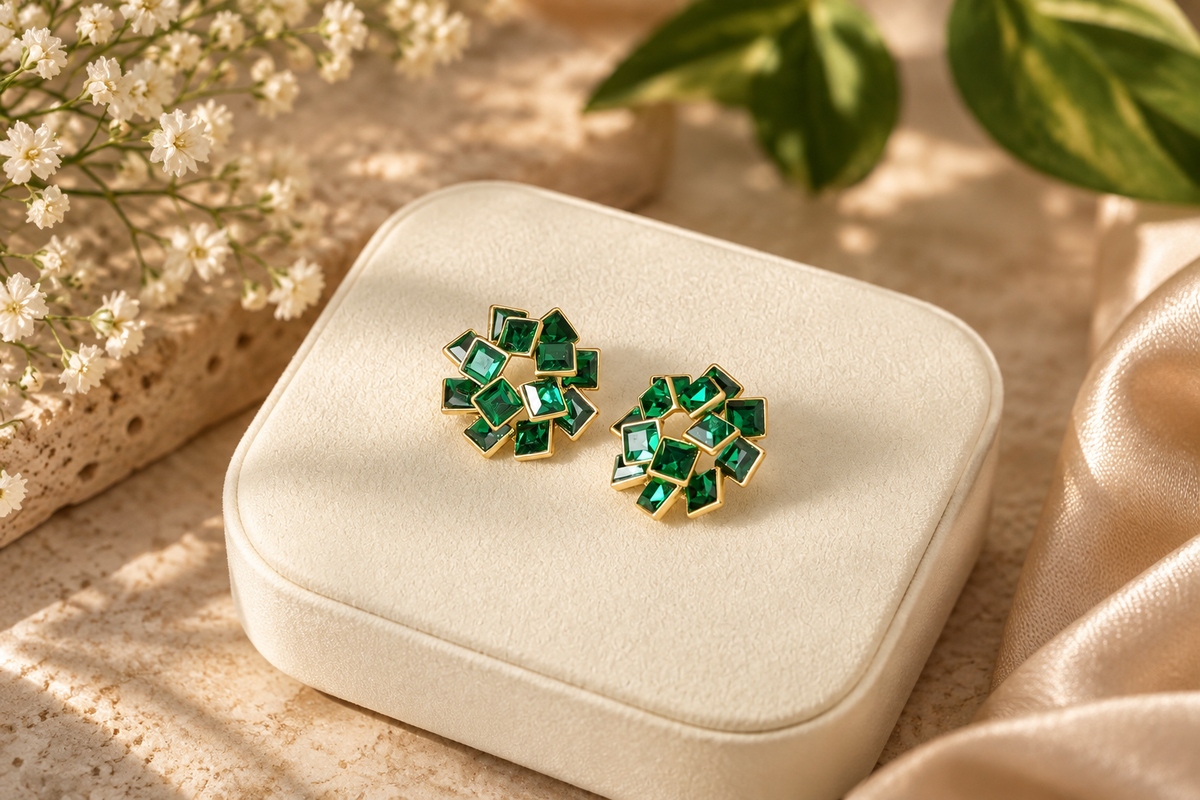 Geometric Cluster Stud Earrings for Women