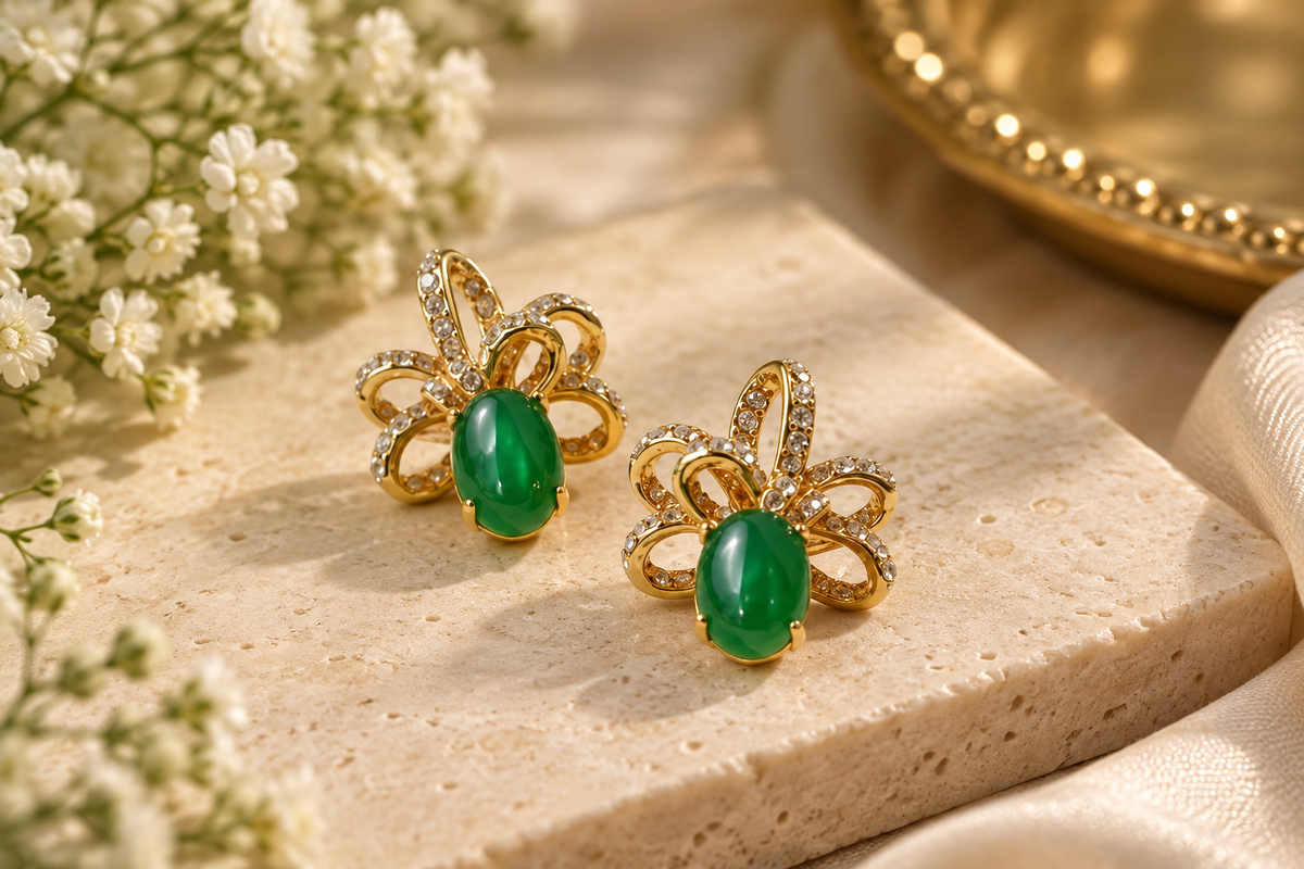 Elegant Floral Design Stud Earrings for Women
