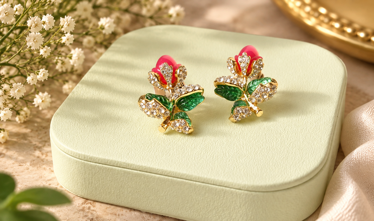Elegant Floral Design Stud Earrings for Women