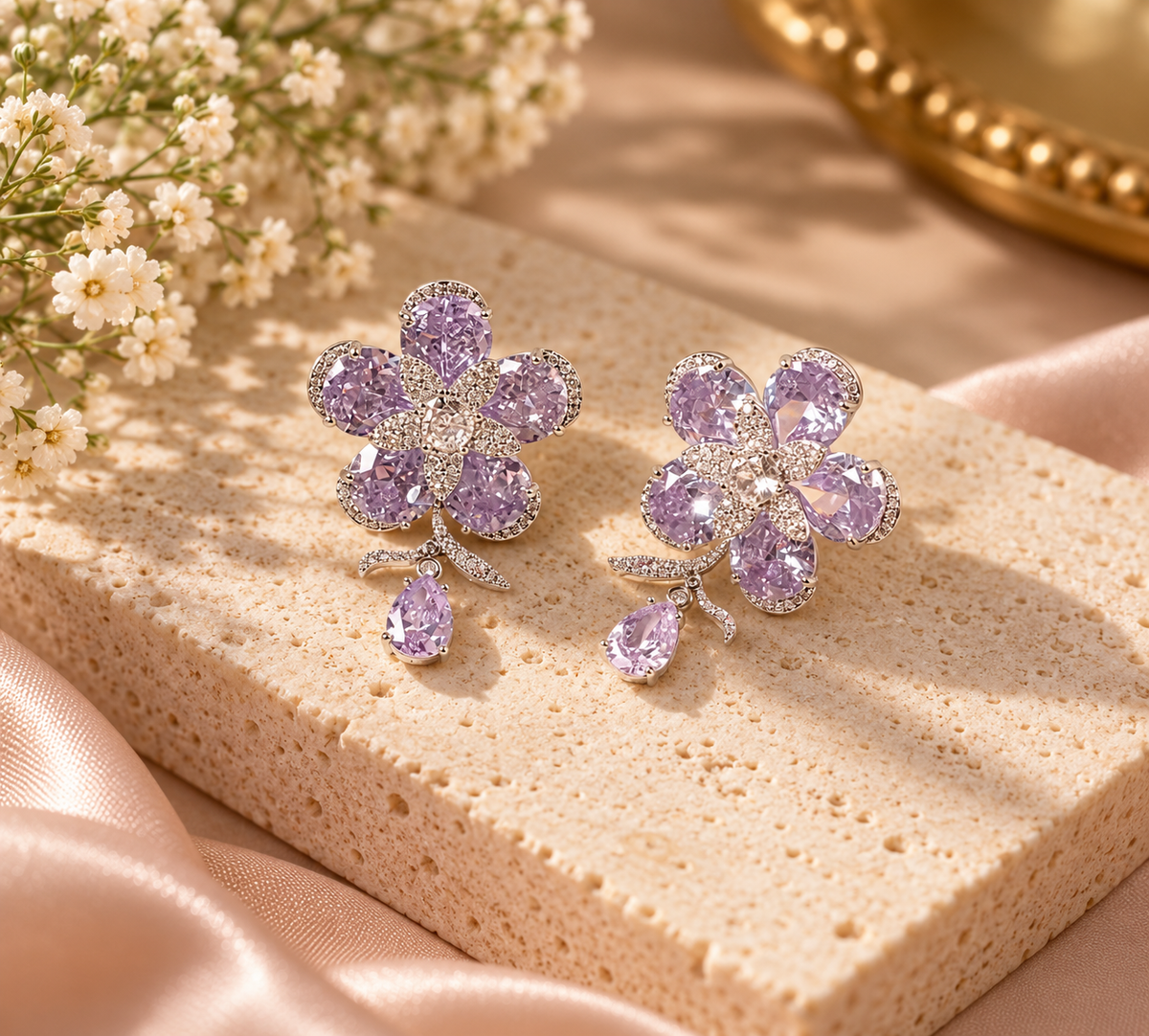 Elegant Floral Design Stud Earrings for Women