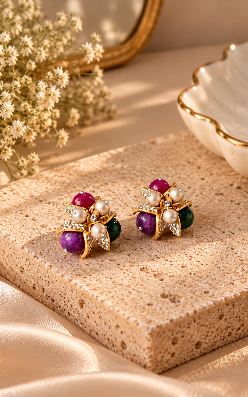 Multicolor Jewel Cluster Earrings